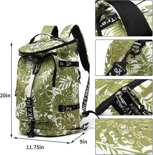 Backpack 4-Way Kalesi Gym Duffle Bag Waterproof with Shoes Compartment for travel Sport Hiking laptop (olive-green)