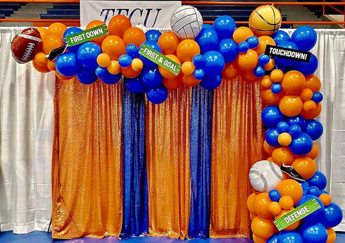 Orange Sequin Backdrop Curtains, 4 Panels 2FTx8FT Glitter Orange Photo Backdrop for Party, Wedding, Baby Shower,