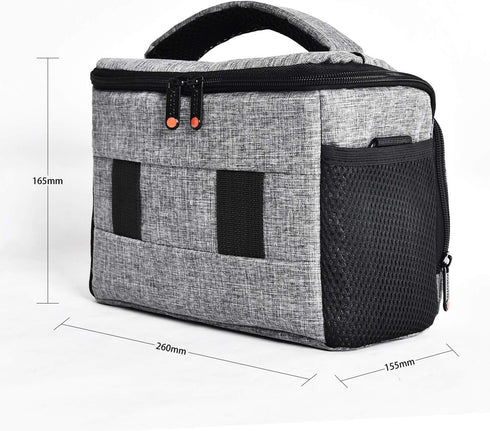 FOSOTO Stylish Compact SLR/DSLR Camera Bag Case, Waterproof, Compatible with Nikon P900, Canon EOS, Sony A73, Gray
