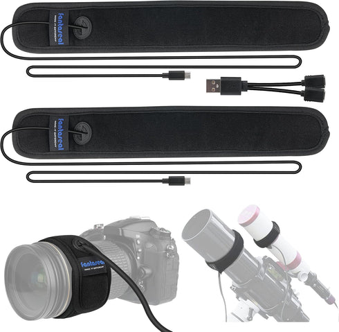 USB Fast-Warm 2in1 XL Spliceable Telescopes DSLR Camera Dew Heater, Active Lens Warmer Strap for Canon Nikon Sony.