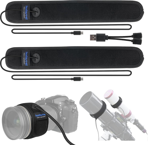 USB Fast-Warm 2in1 XL Spliceable Telescopes DSLR Camera Dew Heater, Active Lens Warmer Strap for Canon Nikon Sony.