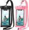 CACOE Floating Universal Waterproof Phone Case 2 Pack (Black+Pink) - IPX8, fits up to 7.0", with adjustable neck