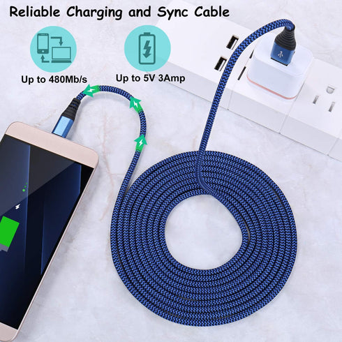 Costyle USB C Cable, 5 Pack 10ft Type C to A Male Charger Cable Braided Fast Charging Phone Charger Cord for Samsung Galaxy S20 S10e S9 S8 Note 10 A13 A54, Pixel, Switch- Black Rose Green Blue Purple by Costyle