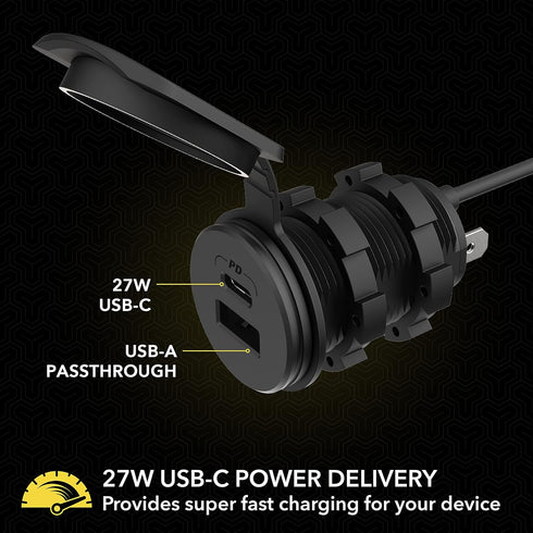 Scosche CPPDRLK-SP PowerVolt 27W Dash Port USB PD 3.0 Type-C Car Charger, Compatible with Apple CarPlay