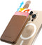 Sinjimoru Pull & Eject Magnetic Wallet for iPhone, Vegan Leather Magnetic Card Holder Compatible with MagSafe - Brown