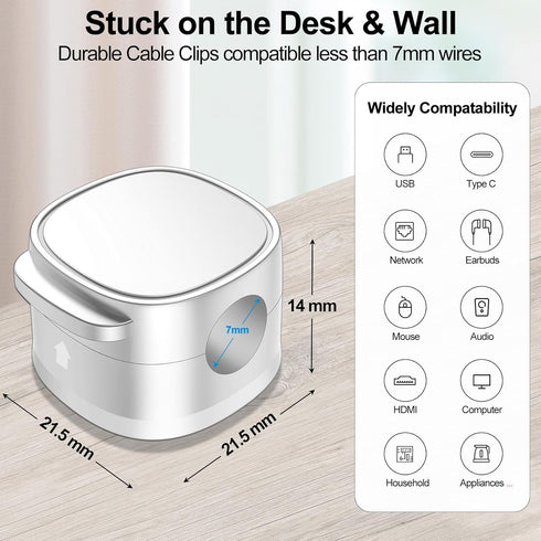 8 Pack Upgraded Magnetic Cable Clips & Silicon Cable Ties, Cord Holder for Under Desk Cable Management