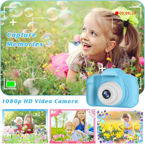 Kids Camera for Boys and Girls, SINEAU Digital Camera Toy Gift with 32GB SD Card, 1080P Video Recorder, Blue