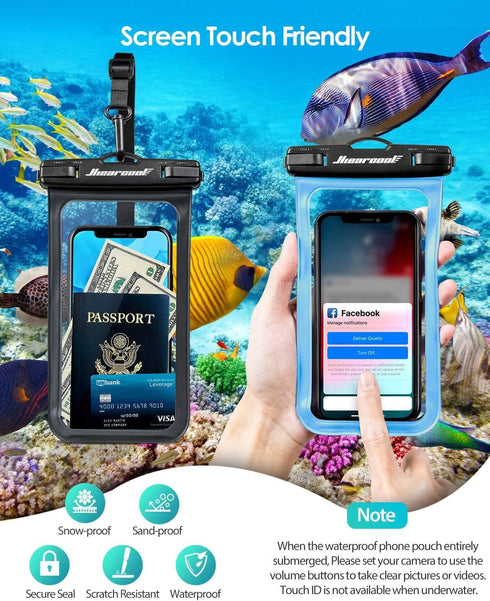 Hiearcool Waterproof Phone Pouch: Compatible for iPhone 15/14/13/12 Pro Max, IPX8 Cellphone Travel Essentials for Beach