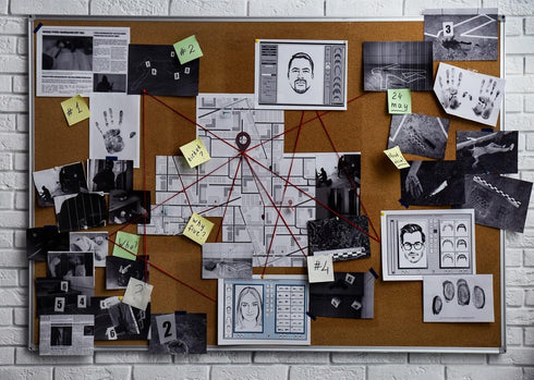 BELECO 5x4ft Fabric Spy Theme Detective Photography Backdrop Detective Board with Crime Scene