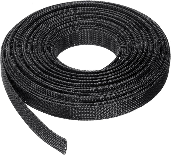 uxcell 50 Ft Expandable Braided Cable Sleeve, 1 Inch PET Wire Management Protector, Black
