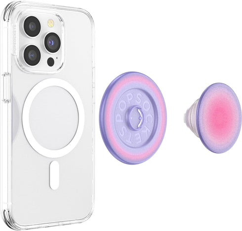 Aura PopSockets Phone Grip with MagSafe Compatibility, Includes Adapter Ring, Wireless Charging Compatible Phone Holder.