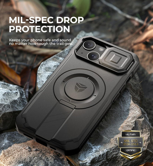 Dexnor 15 Cover,6.1 inch,Black for iPhone Case with Slide Camera Cover & Adjustable Kickstand, Compatible with MagSafe