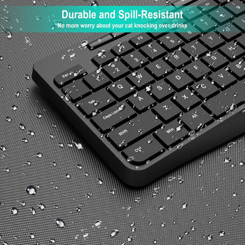 Wireless Keyboard and Mouse Combo, EarlyLit 2.4G Full-Sized Ergonomic Keyboard Mouse for Computer