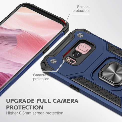 YmhxcY Galaxy S8 Armor Grade Case with Rotating Holder Kickstand, Non-Slip Hybrid Rugged Phone Case - KK Blue