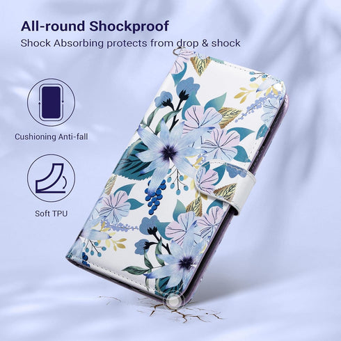 ULAK Premium PU Leather Wallet Case for iPhone 7 Plus/8 Plus, Blossom Flip Cover with Card Holder