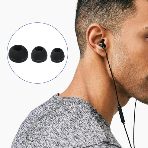 30 Pcs Silicone Earbud Tips - Soft Replacement Earpads in S/M/L Sizes for Most Headphones (Black)