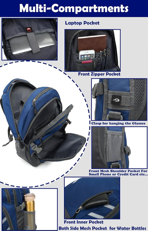 ProEtrade Extra Large Backpack for College, Fits Laptop Up to 17 inch, USB Charging Port, Anti-theft, Blue