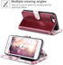 ULAK Wallet Case - Burgundy - Compatible with iPhone 7 Plus/8 Plus, Premium PU Leather Flip Cover with Card Holder