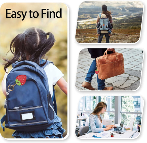 Leather Keychain Case Holder - Compatible with Apple AirTag, Anti-Scratch Protective Cover (Two Strawberry)