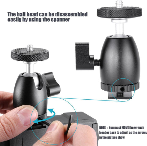 Neewer Mini Tripod Ball Head Mount with Phone Holder, Compatible with Compact DSLR Camera, Load Up to 4.4 lbs