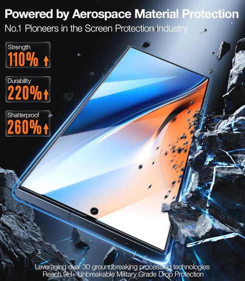 TORRAS Diamond Shield for Samsung Galaxy S24 Ultra - 9H+ Military-Grade Protection, 0.04s Fingerprint Unlock,