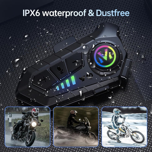 Motorcycle Bluetooth Headset Speaker, Skiing Earphone, Waterproof Bluetooth Helmet Headset with Noise Cancellation,