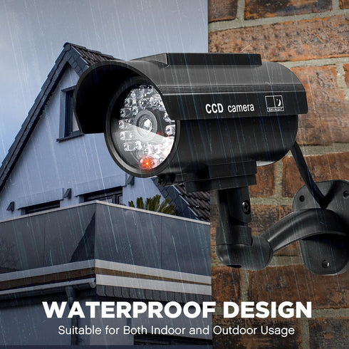 Kanayu 6 Pieces Solar Powered Fake Security Camera, Simulated Surveillance with Realistic Red Flashing Lights