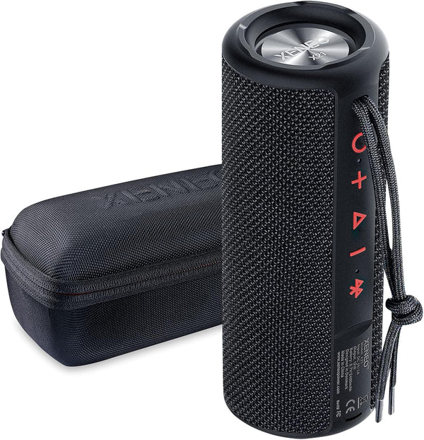 X21 Portable Waterproof Outdoor Wireless Bluetooth Speaker with FM Radio, Micro SD Slot, AUX - Hard Travel Case Included
