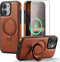 for iPhone 12/12 Pro Case with Stand, Compatible with MagSafe, Slim PU
