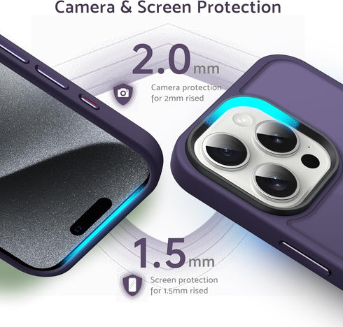 Anqrp iPhone 15 Pro Case, Dark Purple Soft Silicone Slim Anti-Scratch Protective Cover with Wireless Charging Support