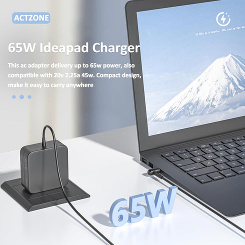 65W Ac Adapter Power Cord for Lenovo IdeaPad 100S 110 110S 120 120S 310 320 330S, Flex 4 1470 1580, Laptop Charger.