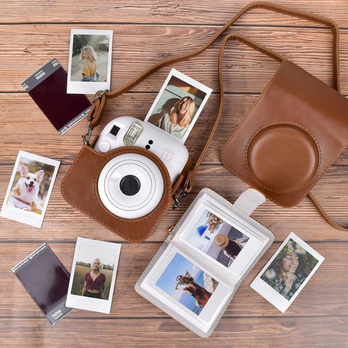 MUZIRI KINOKOO Fuji Mini 12 Case Album Combo, Compatible for Fujifilm Instax Mini 12, PU Leather Carrying Case