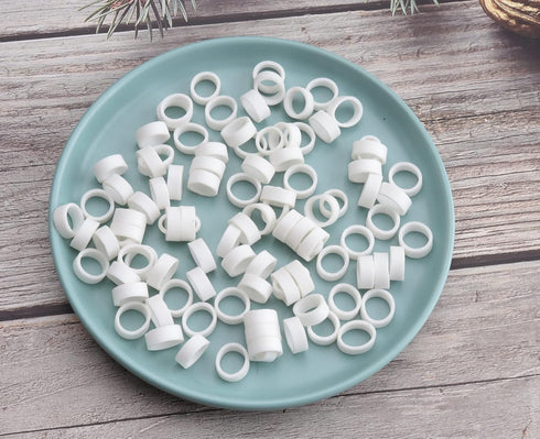 200 Pcs Silicone Cable Ties, 12 MM OD Reusable Rubber Bands for Home Office School Wire Cord Management (White)