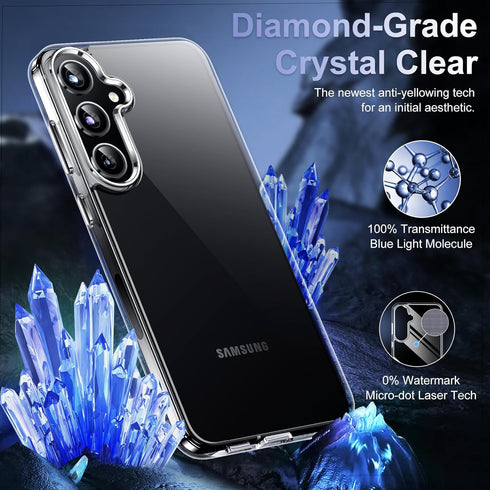 Red2Fire Ultra Slim Clear Case for Samsung Galaxy S24, Shockproof, Lightweight + 2Pcs Tempered Glass & Camera
