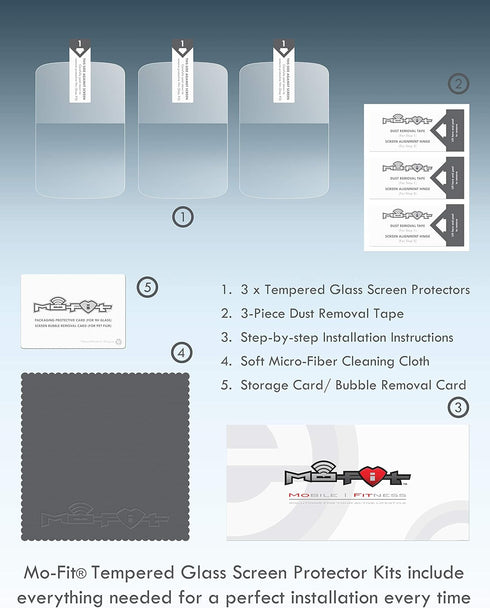 Screen Protector Kit for Garmin Edge 520, 520 Plus, 820, Tempered Glass, 3-Pack