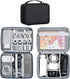 Large Capacity Electronics Accessories Organizer Travel Case, Waterproof Leather Cord Organizer with Adjustable