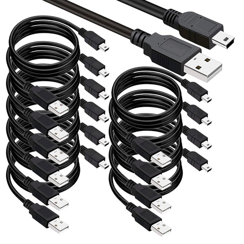 SaiTech IT USB 2.0 A to Mini 5 pin B Cable for External HDDs/Camera/Card Readers/MP3 Player (Black, 10 Pack, 3 Feet)