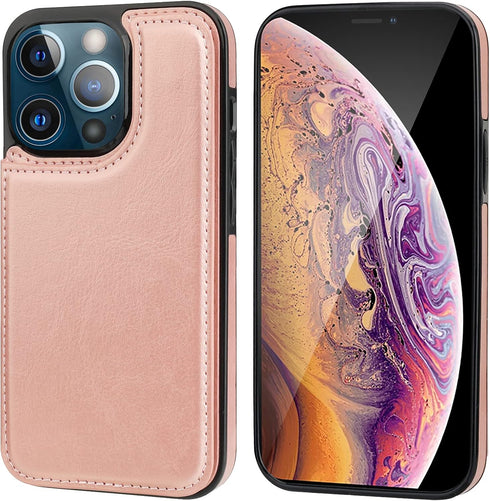 ONETOP Compatible with iPhone 13 Pro Max Wallet Case, PU Leather Kickstand Card Holder, Magnetic Shockproof Cover