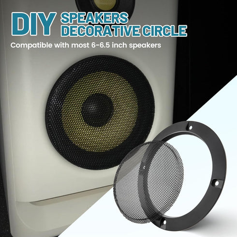 6.5 Inch Metal Mesh Round Speaker Grill Cover, Universal Decorative for Car Speaker Mounting, 8PCS Screws