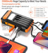 Solar Power Bank 20,000mAh with Hand Crank and 4 Cables, 22.5W Fast Charge, 5 Outputs, SOS Flashlights, Carabiner