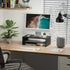 FITUEYES 2 Tier Monitor Stand - Black Wood Desktop Riser with 16.7 Inch Shelf for Laptop, Desk Organization, DT204201WB