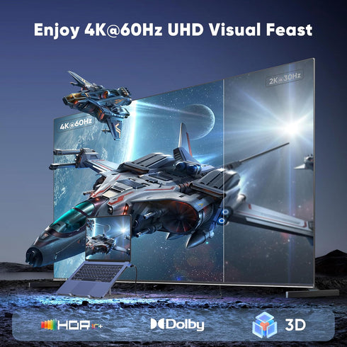 4K 6ft 2-Pack, 4K@60Hz, DisplayPort to HDMI Cable Uni-Directional DP (Source) to HDMI (Display) Cable for Desktop