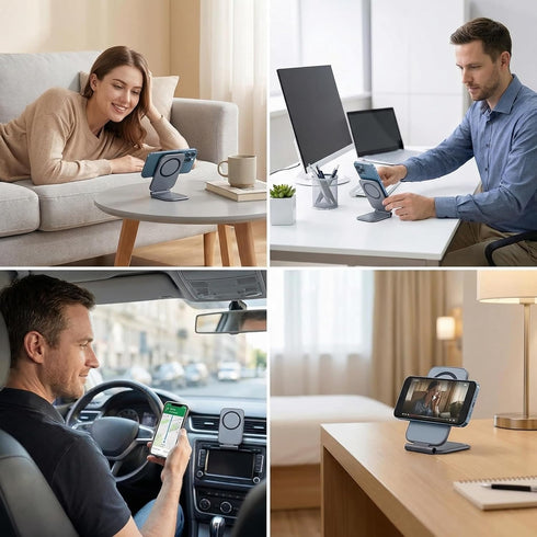 TATREBCRE Magnetic Phone Holder for Car, Ultra-Thin Adjustable Mobile Phone Stand, Foldable Anti-Shake Magnetic Suction