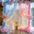 Suppromo Pink Blue Sheer Tulle Backdrop Curtains with Lights String for Gender Reveal