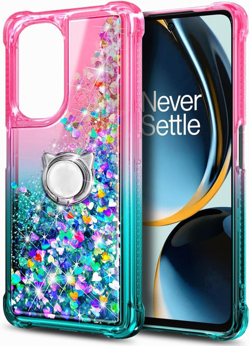 NZND OnePlus Nord N30 5G Case, Nord CE 3 Lite 5G with Tempered Glass Screen Protector, Glitter Liquid Floating