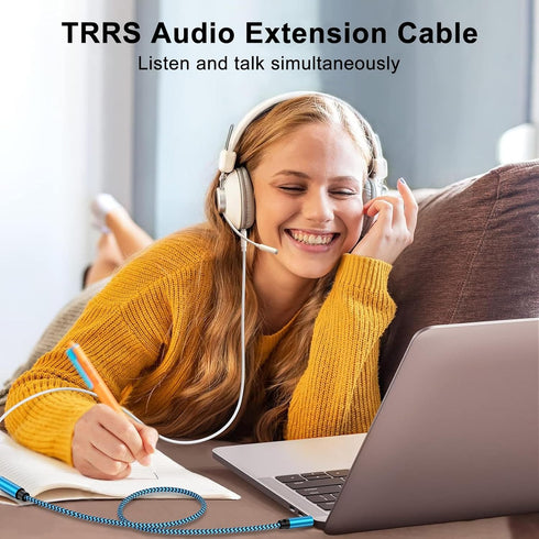 Headset Extension Cable, 2Pack 6FT 4 Pole TRRS 3.5mm Aux Audio Extension Cable Male to Female for Headphones,