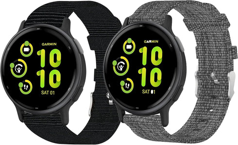 Lamshaw 20mm Breathable Nylon Woven Fabric Replacement Strap for Garmin Forerunner 165, Compatible with vivoactive