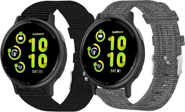 Lamshaw 20mm Breathable Nylon Woven Fabric Replacement Strap for Garmin Forerunner 165, Compatible with vivoactive