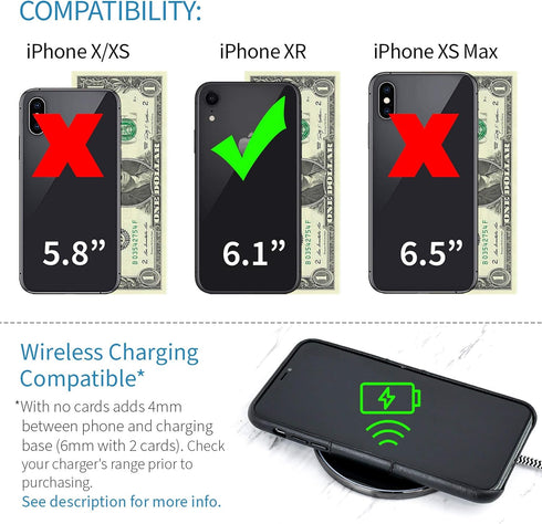 Dockem Wallet Case for iPhone XR, Built-in Metal Plate for Magnetic Mounting, 2 Credit Card Holders, 6.1" Black Exec M2