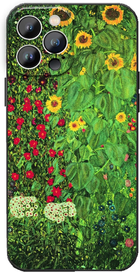 Compatible iPhone 15 Pro Max Case, Farm Garden Sunflowers Design by Gustav Klimt, Slim Shockproof Cover for Women